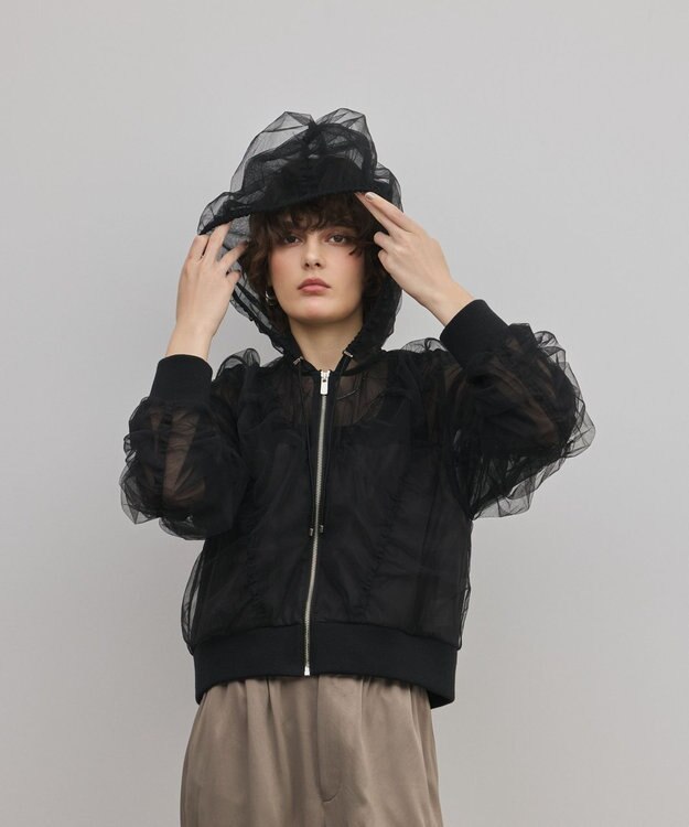 GRACE CONTINENTAL チュールパーカー ブラック