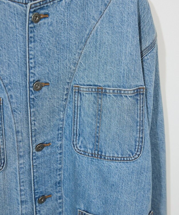AMERICAN HOLIC ノーカラーデニムカバーオール Light Indigo