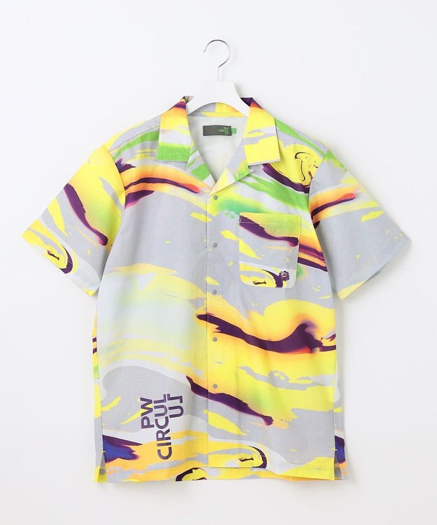 PW CIRCULUS 【MEN】【ストレッチ/通気性】プリント オープンカラー シャツ マーブル