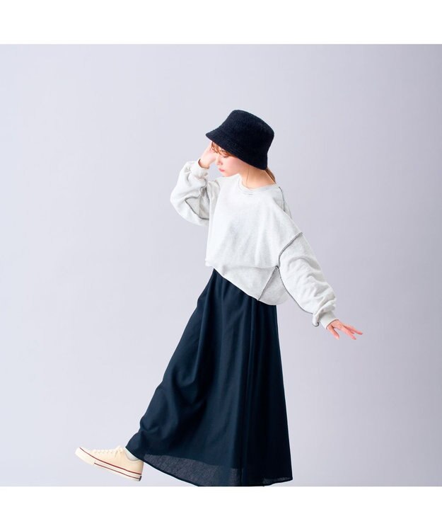 MOONBAT 【洗える】estaa アンゴラ風バケットハット ブラック