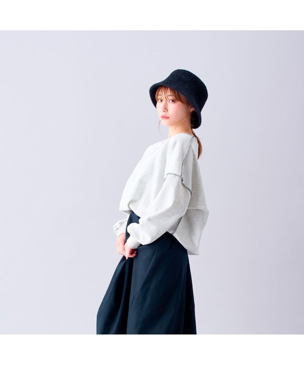 MOONBAT 【洗える】estaa アンゴラ風バケットハット ブラック