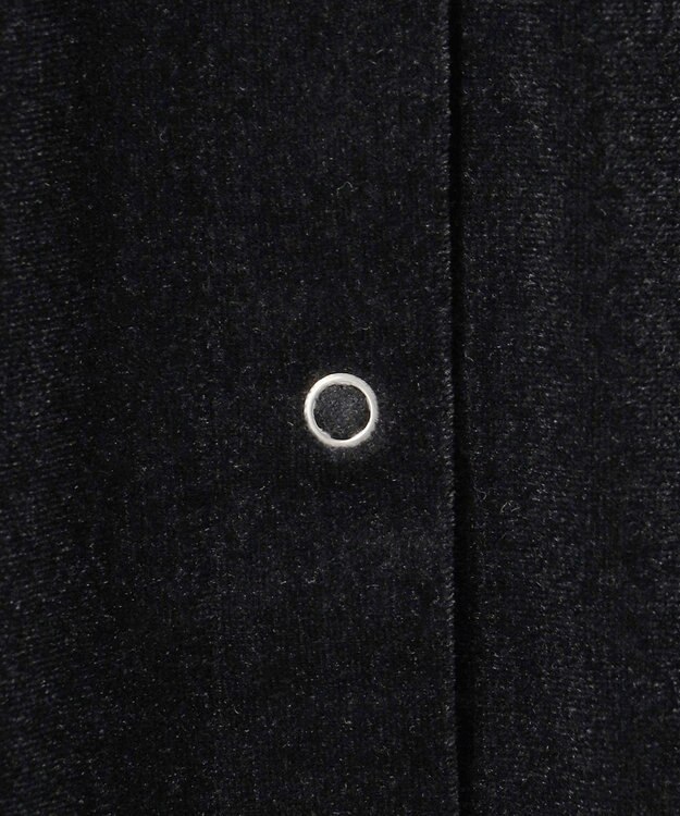 #Newans 【洗濯機可／ 前後着用可】 ギャザースリーブシアーベロアカーディガン ブラック