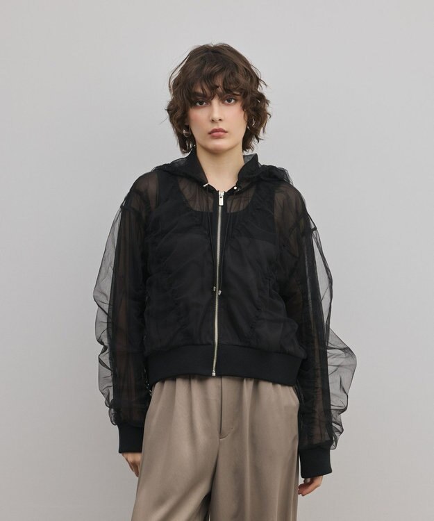 GRACE CONTINENTAL チュールパーカー ブラック