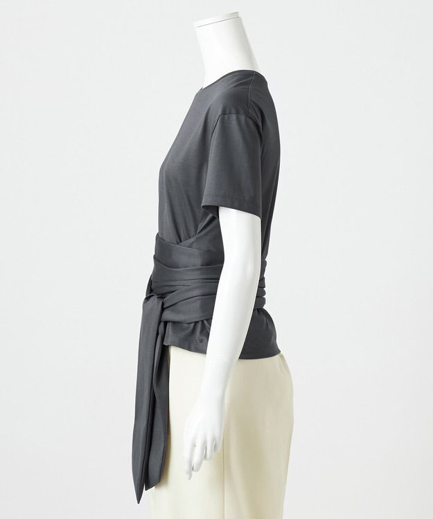 23区 L 【エステータ】スーピマシングルジャージー サッシュデザイン カットソー グレー系