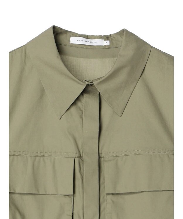 AMERICAN HOLIC ノースリーブＷポケットシャツ Khaki