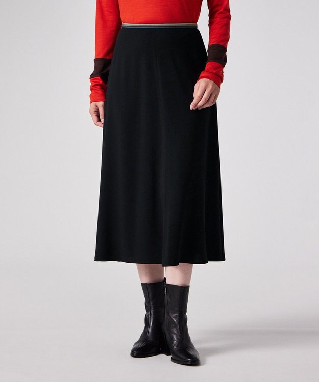 Paul Smith バックサテン ジョーゼット フレアスカート ブラック