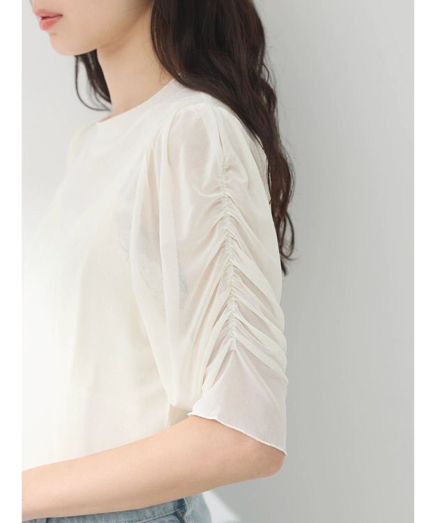 earth music&ecology ５分袖シアーインナー White