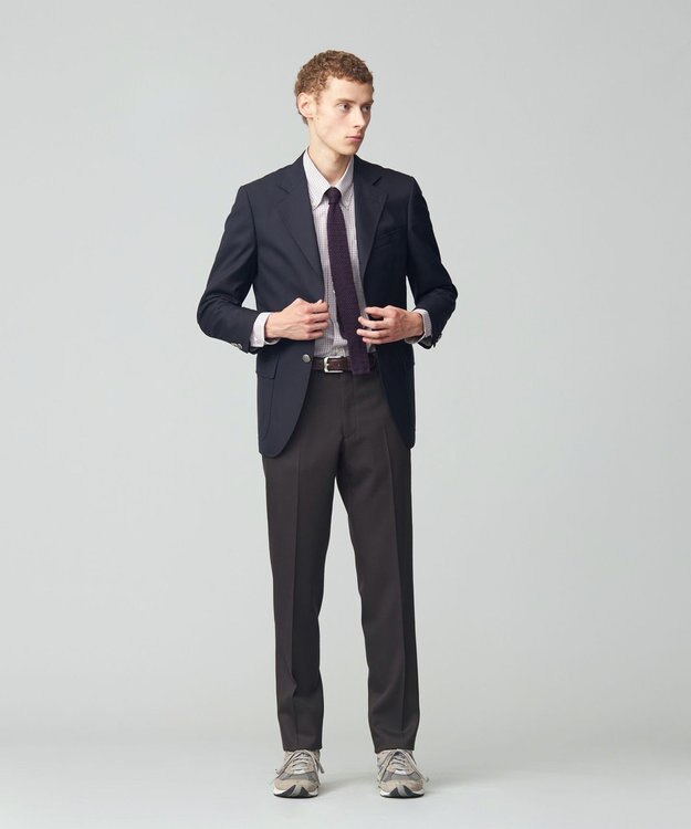 J.PRESS MEN トリートメントウール キャバルリーツイル スラックス ダークブラウン系