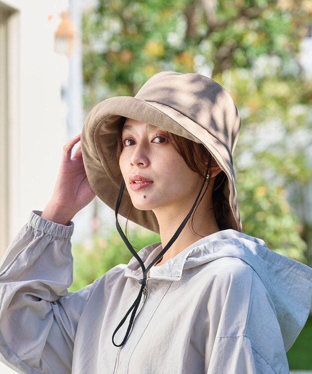 MOONBAT 【一級遮光/UVカット】UVラフィネハット（つば広タイプ） 速乾/接触冷感/手洗いOK/サイズ調整可能/抗菌防臭加工 モカブラウン