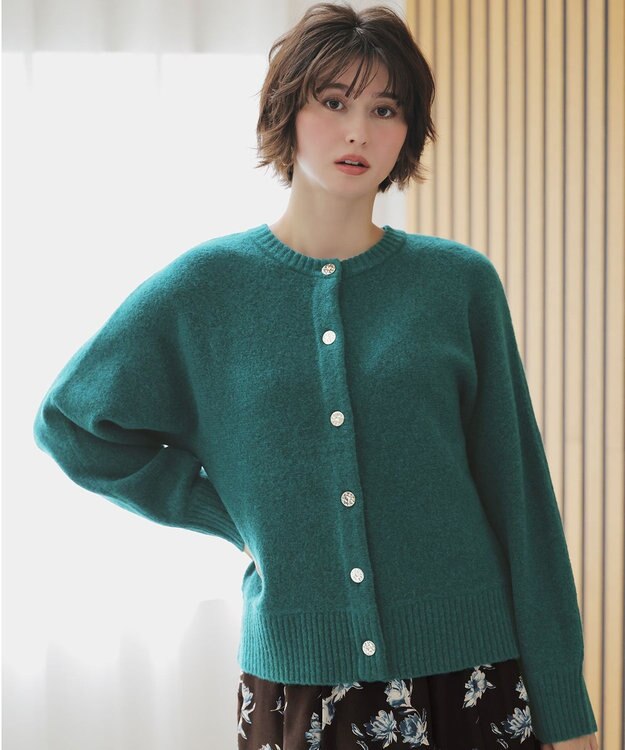 ANY SIS L 【前後着用可能】Airニット カーディガン グリーン