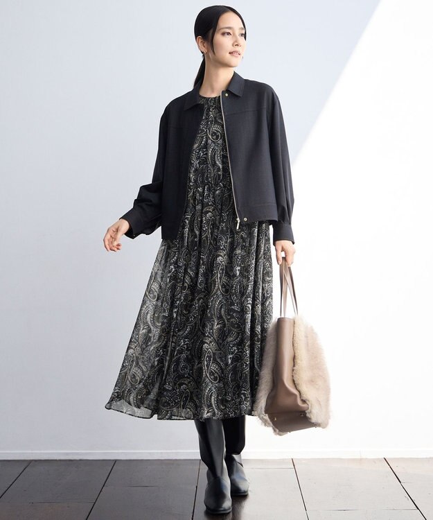 自由区 L 【17号サイズまで展開・SHIHOさん着用】デニムライクツイル ジャケット ダークインディゴ