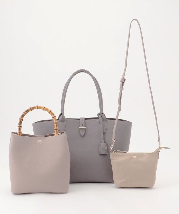 J.PRESS LADIES 【3点セット・A4サイズ収納可】マトリョーシカ トート バッグ グレー系