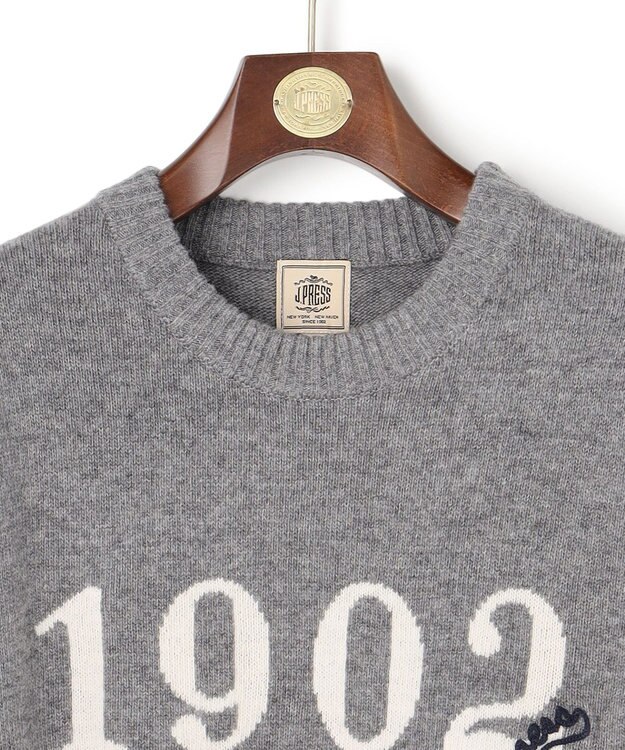 J.PRESS MEN 【NYUZELESS】1902 クルーネックロゴ ニット グレー系