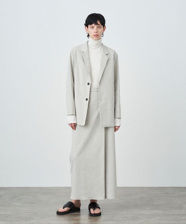 ATON HEAVY HEMP | タックストレートスカート GRAY