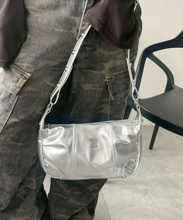 WEGO メタルパーツハーフムーンバッグ シルバー