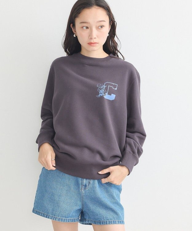 earth music&ecology チャンピオン　ｅｍａｅプリント裏毛プルオーバー Charcoal Gray