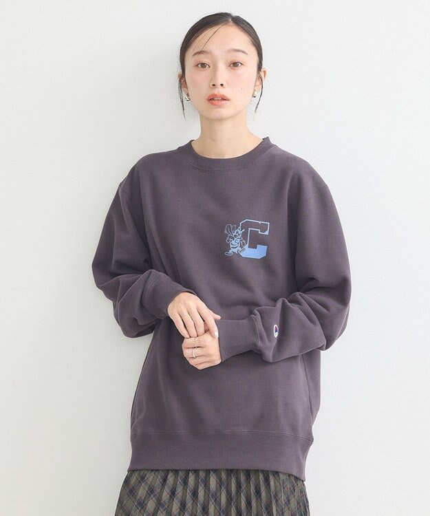 earth music&ecology チャンピオン　ｅｍａｅプリント裏毛プルオーバー Charcoal Gray