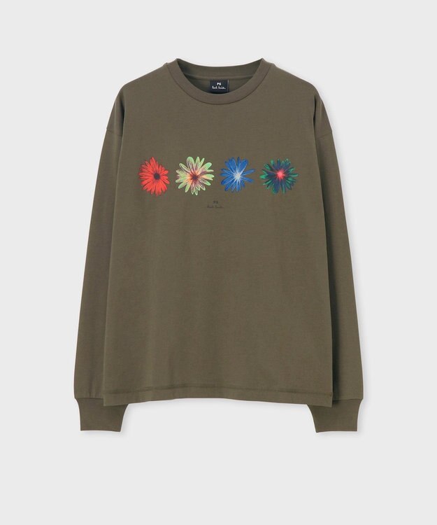 Paul Smith マルチ フローラル プリント 長袖Tシャツ カーキ