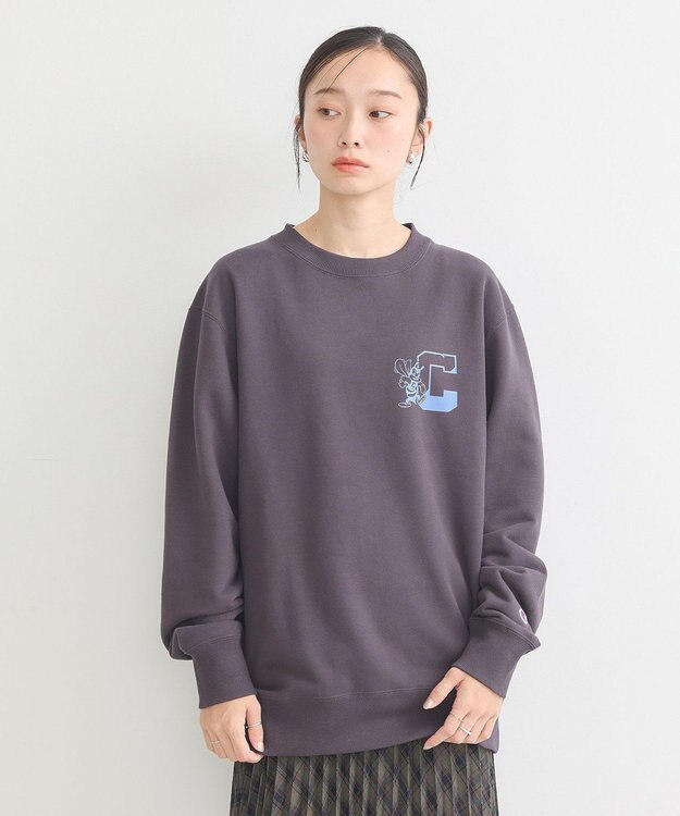 earth music&ecology チャンピオン　ｅｍａｅプリント裏毛プルオーバー Charcoal Gray