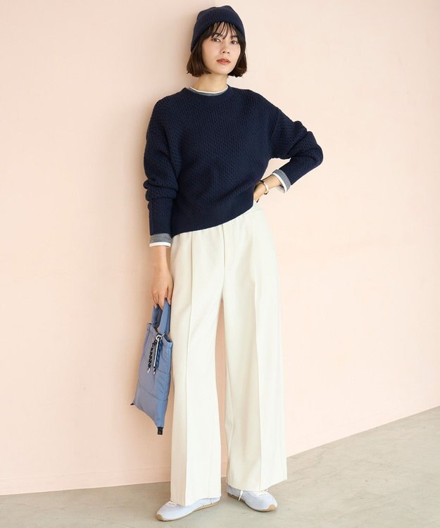 UNFILO L ソフトウール フェイクレイヤード ロンT チャコール