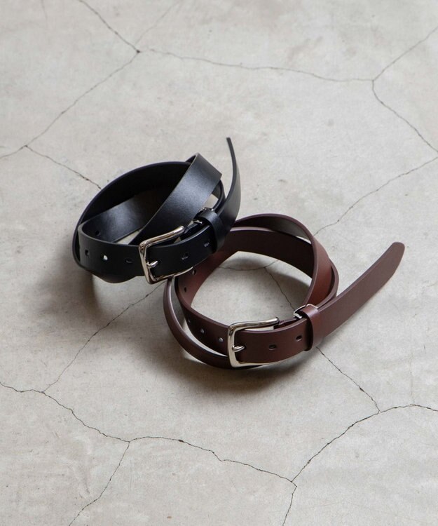 WEGO フェイクレザープレーンベルト ブラウン