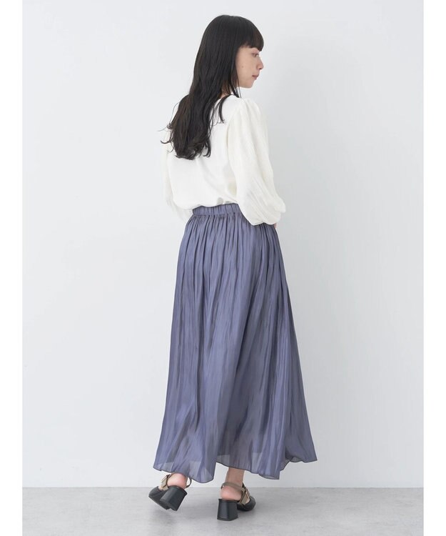 earth music&ecology シャイニーギャザースカート Charcoal Gray