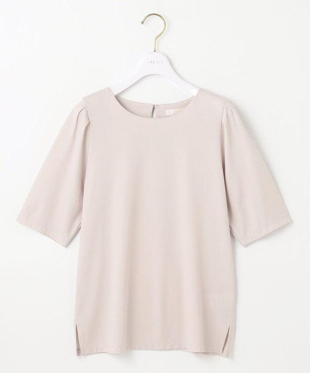 ANY SIS 【接触冷感・UVカット・洗える】ハイストレッチスムースタックスリーブ カットソー アイボリーベージュ