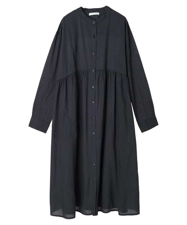 Green Parks ボリュームギャザーシャツワンピース Charcoal Gray