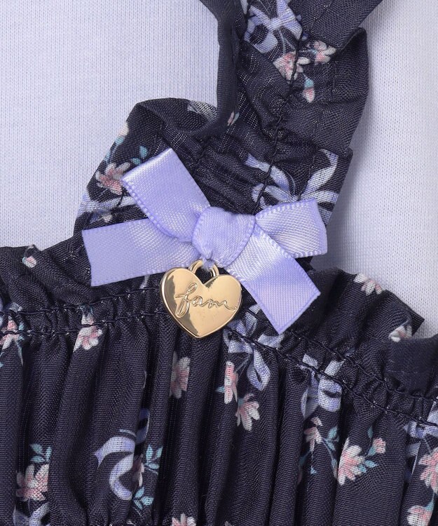 ANY KIDS フラワー×リボン ビスチェ付きTシャツ ネイビー