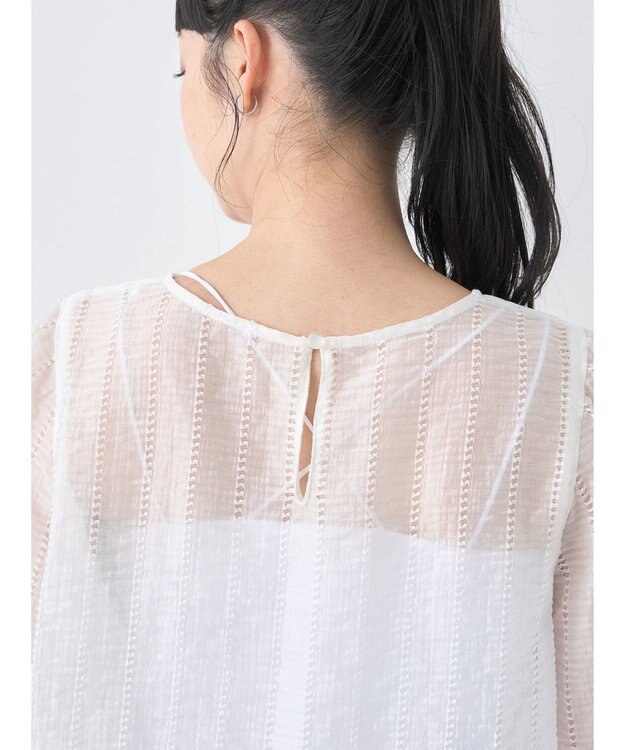 earth music&ecology キャンディースリーブシアーブラウス Off White