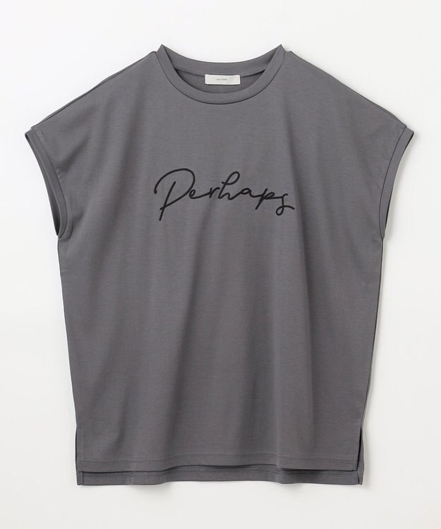 ANY 【汗ジミ防止加工】シルケットスムースフレンチスリーブ刺繍ロゴTシャツ チャコール