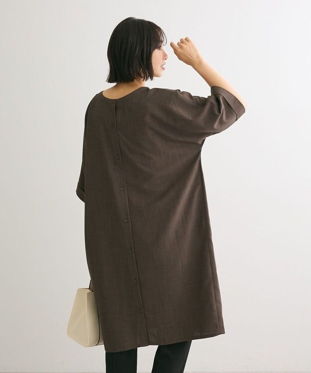 Green Parks 前後２ｗａｙ　ミディ丈タックワンピース Brown