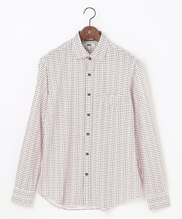 JOSEPH ABBOUD 【快適な着心地】コンパクトジャージー鹿の子プリント シャツ ワイン系5