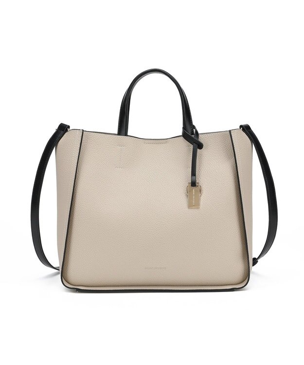 style code 【MERCURYDUO/マーキュリーデュオ】ラージポケット　2WAY ラージトートバッグ　キーリングチャーム付き アイボリー