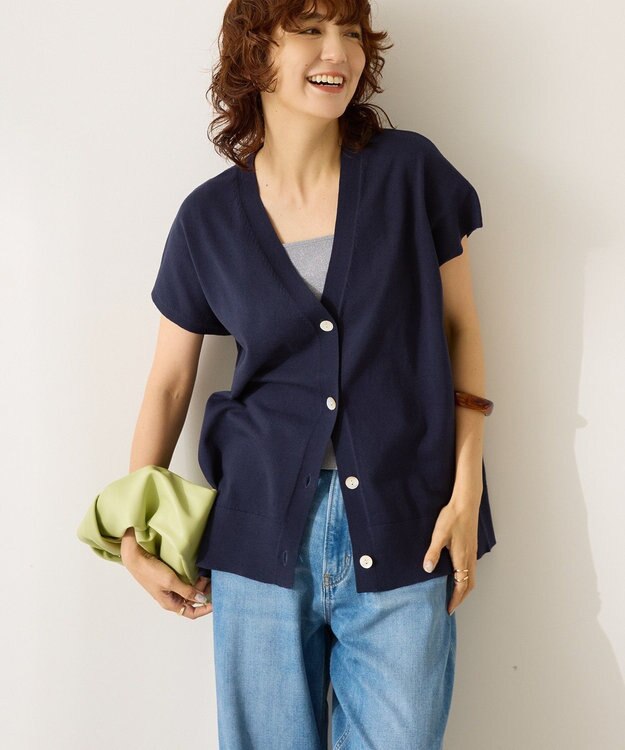 AMERICAN HOLIC 【先行予約】【WEB限定】フレンチスリーブVネックニットカーディガン Navy