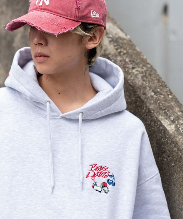 WEGO 【ユニセックス着用ITEM】別注BENDAVISグラフィックプルパーカー アッシュグレー