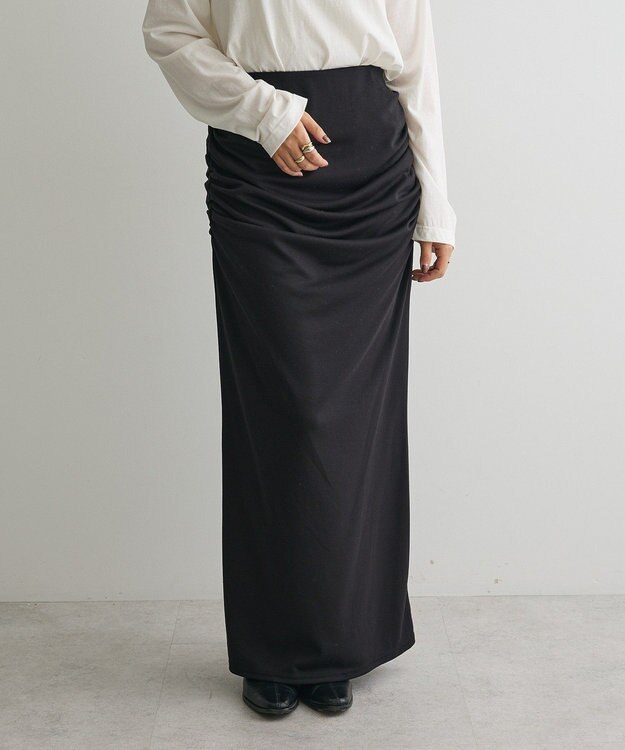 CRAFT STANDARD BOUTIQUE ドレープデザインIラインスカート Black
