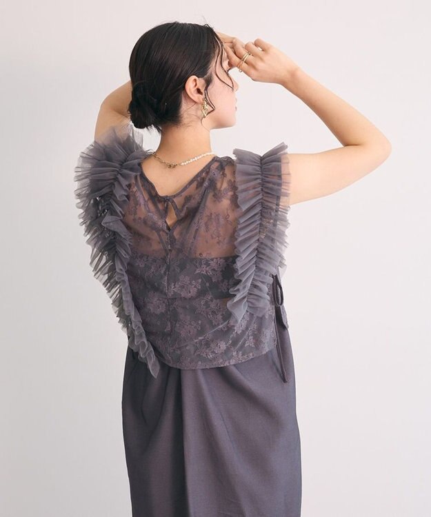 Green Parks ・Ｒａｉｌｍｅ　ＳＥＴ２点　レースブラウス＆ワンピ Charcoal Gray