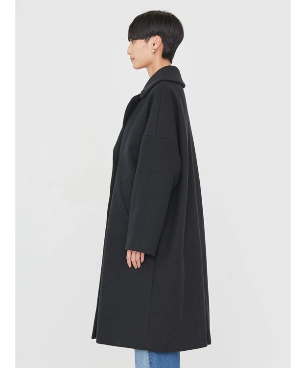 AMERICAN HOLIC 中空ＦＩＢＥＲドロップショルダーチェスターコート Black