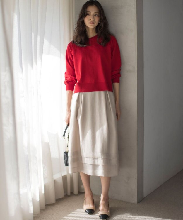 組曲 ラメオーガンジー スカート サンドベージュ系