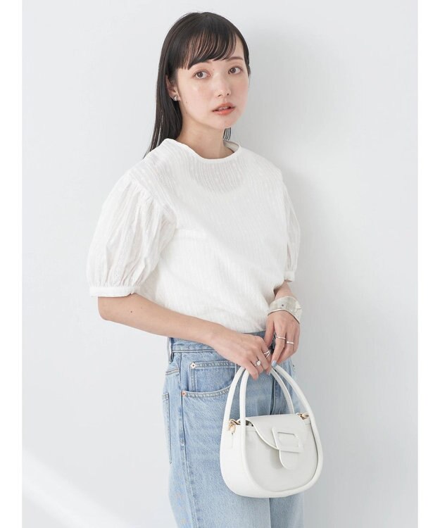 earth music&ecology 刺繍パフスリーブブラウス Off White