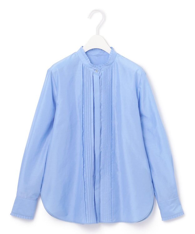 ICB 【洗える】 セシェシルキーローン シャツブラウス スカイブルー系