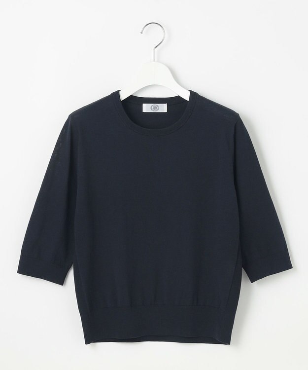 J.PRESS LADIES 【洗える】BASIC HT COTTON クールネック プルオーバー ネイビー系