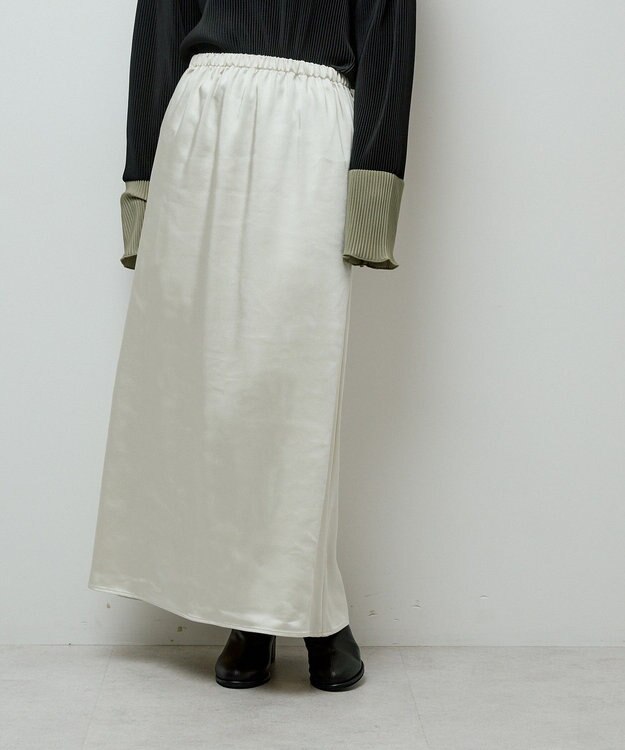 Green Parks すっきり見えシルエットサテンナロースカート