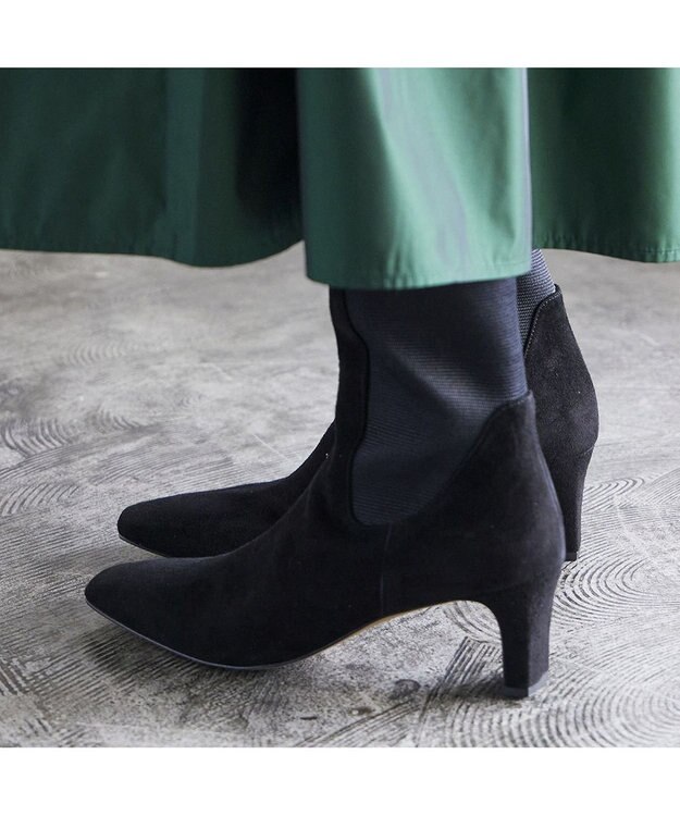 MODE ET JACOMO <MODE ET JACOMO>スクエアトゥサイドゴアブーツ ブラックスエード