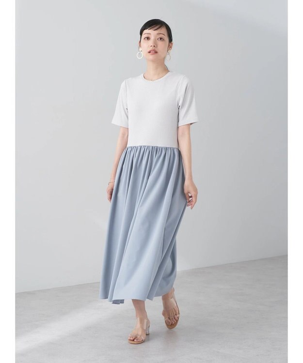 earth music&ecology ショートスリーブドッキングワンピース Light Gray