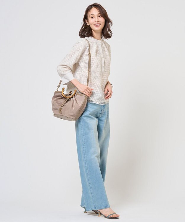 J.PRESS LADIES 【2way】ギャザーバンブー トート バッグ ベージュ系