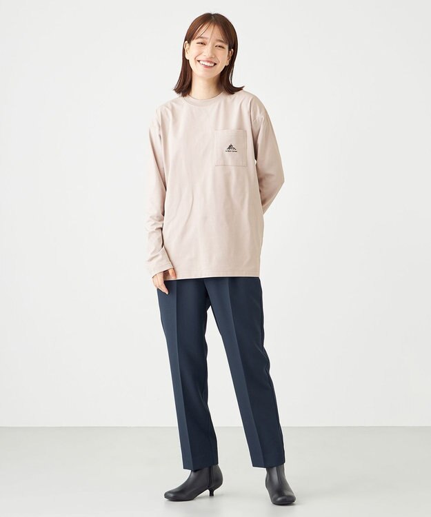 SHARE PARK LADIES 【UVカット・吸水速乾・ストレッチ・軽量 】刺繍ポケットＴシャツ（S・Mサイズ） ベージュ系