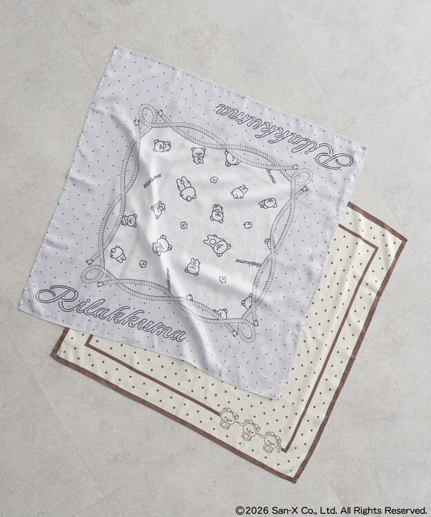 earth music&ecology 【予約】リラックマ×earth アソートドットスカーフ グレー