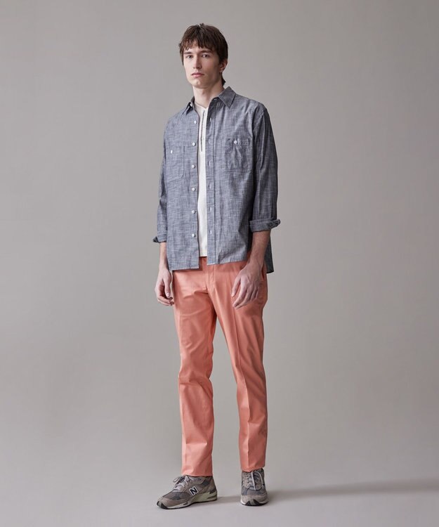 J.PRESS MEN 洗練されたデザインと機能性【ストレッチ】トリコチン ステムテーパード パンツ ライトオレンジ系